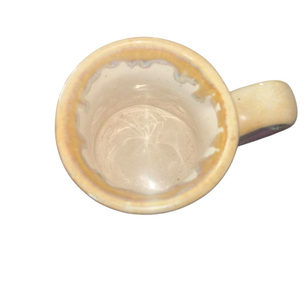 Art Pottery Coffee Mug Stressed Out Heavy Glazed Drip Glaze Unsigned Oversized - Picture 5 of 7
